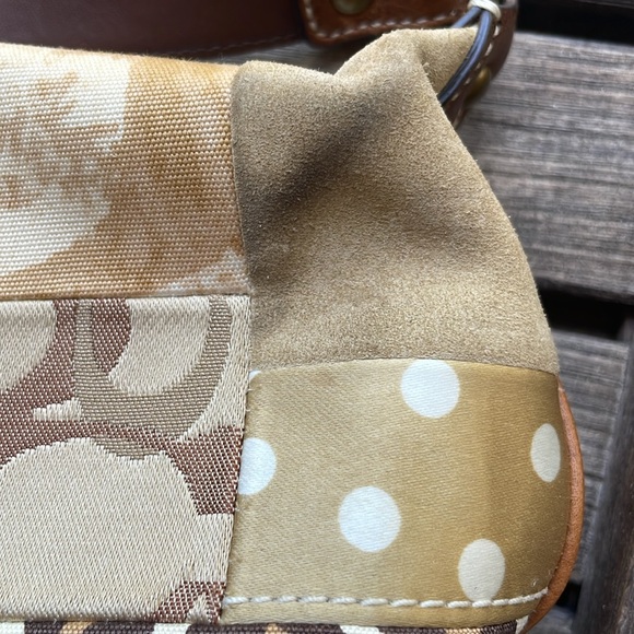 Authentic Tan Brown Animal Cheetah Print Canvas Leather Coach Mini Bag Purse - Picture 10 of 13